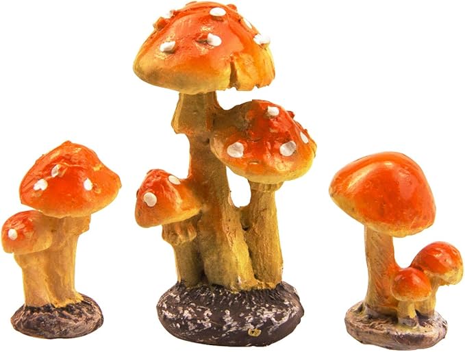 3pcs Resin Mushroom Miniature Fairy Garden Decoration Accessories Sculptures by ODDIER