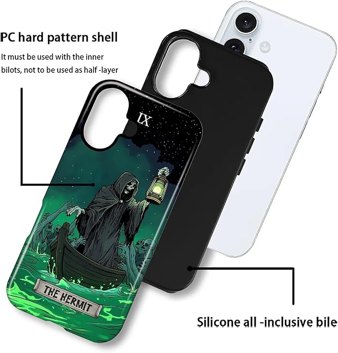 ZHEGAILIAN Case for iPhone 16 Plus, The Hermit Night Skull Durable Shockproof - Image 3