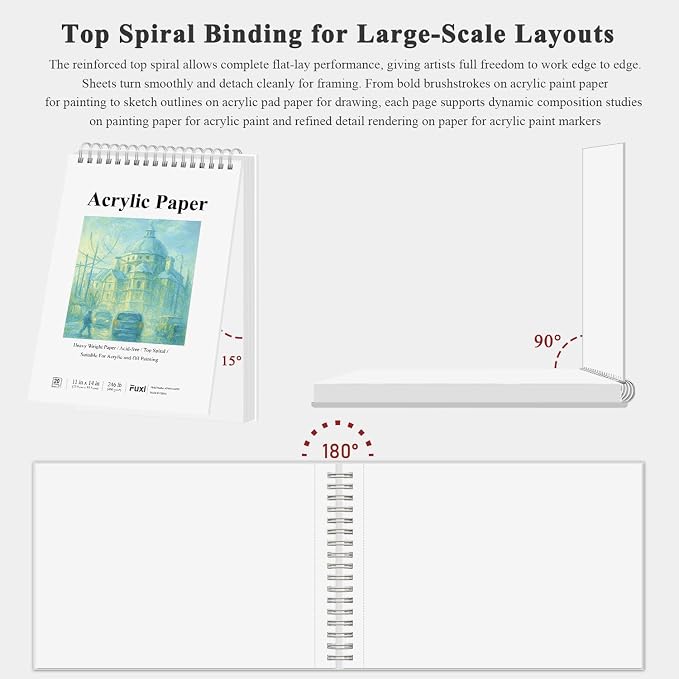 Fuxi Acrylic Paint Book Pad, 11x14 Inch 246lb/400GSM Art Paper - Image 4