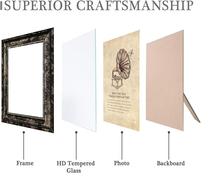 TKGYU 4x6 Picture Frame with Real Glass, 4 Pack Ornate Vintage Picture Frames - Image 2