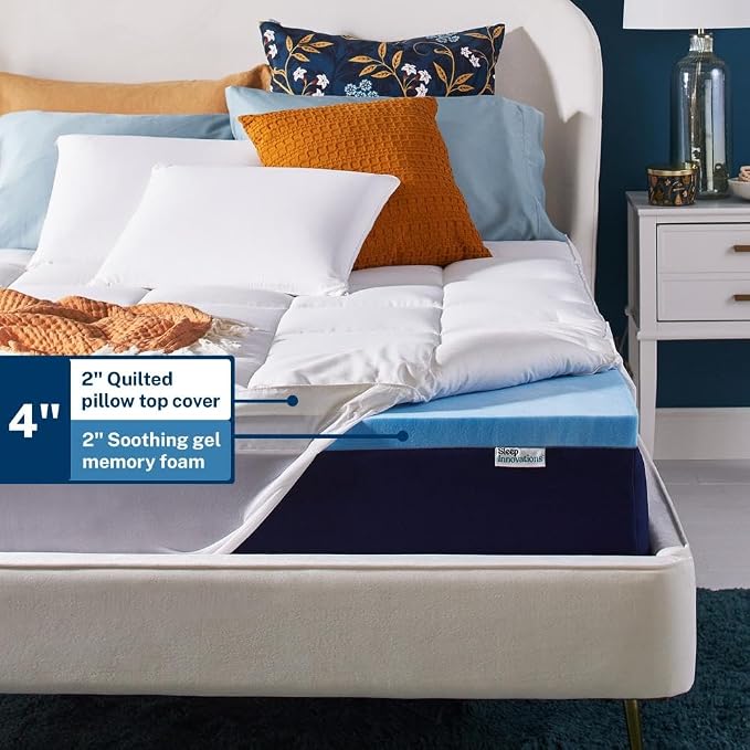 Sleep Innovations Dual Layer 4 Inch Memory Foam Mattress Topper, California - Image 4