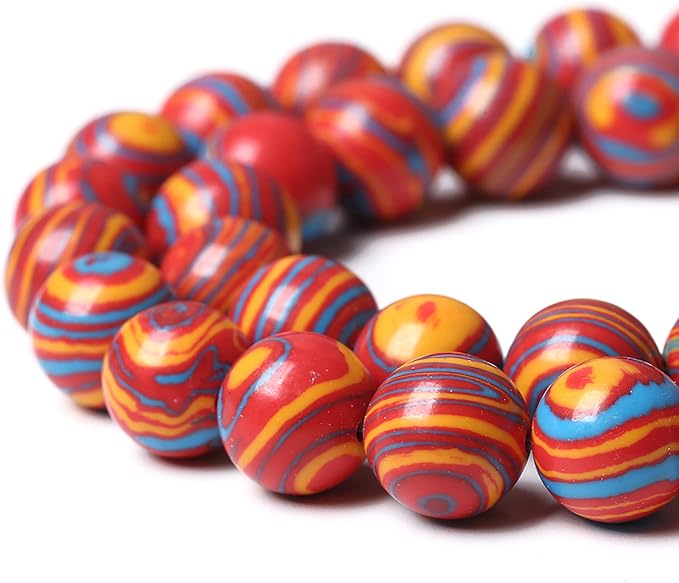 32PCS 12mm Natural Orange Malachite Beads Round Loose Stone Beads - Image 4