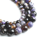 45pcs Round Loose Purple&Coffee Fire Agate Beads by Yochus