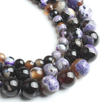 45pcs Round Loose Purple&Coffee Fire Agate Beads by Yochus