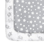 Pack and Play Sheets, 2 Pack Mini Crib Sheets, Stretchy Playard Fitted Sheet by Moonsea