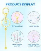 RQAYE 30pcs Beadable Keychains Keychain Bulk kit Cute Blank Bead Keychain Strip - Image 3