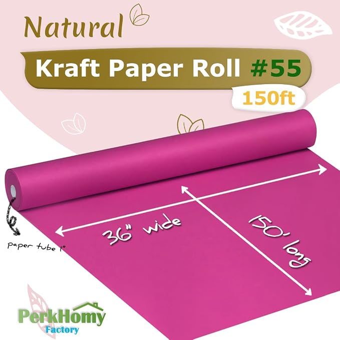 PerkHomy Rose Red Kraft Paper Roll 36" x 1 - Image 2