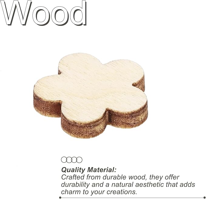 PATIKIL 15mm Wooden Flowers, 50 Pack Unfinished Wood Flowers Blank Wooden - Image 4
