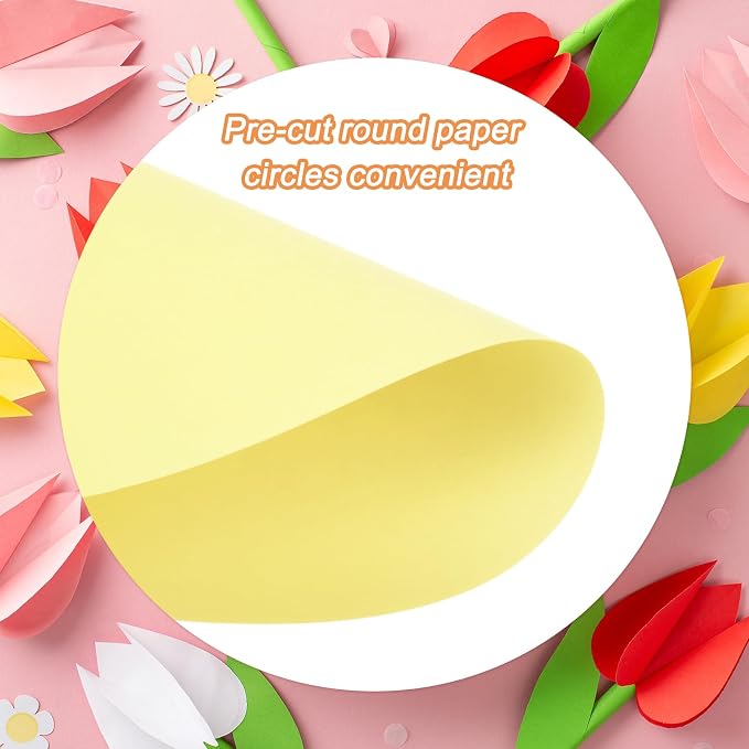 MECCANIXITY 60 PCS Light Yellow Circle Cutouts Paper, 8 Inch Round Cutouts - Image 3