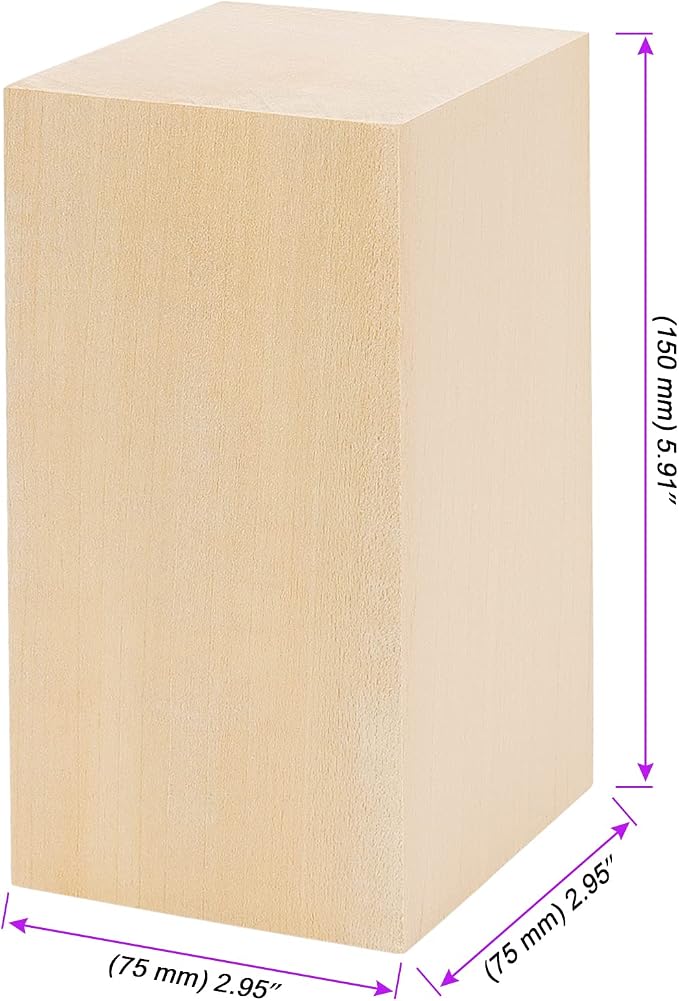 JOIKIT 4 Pack 6 x 3 x 3 Inches Basswood Carving Blocks, Unfinished Soft Wood - Image 2