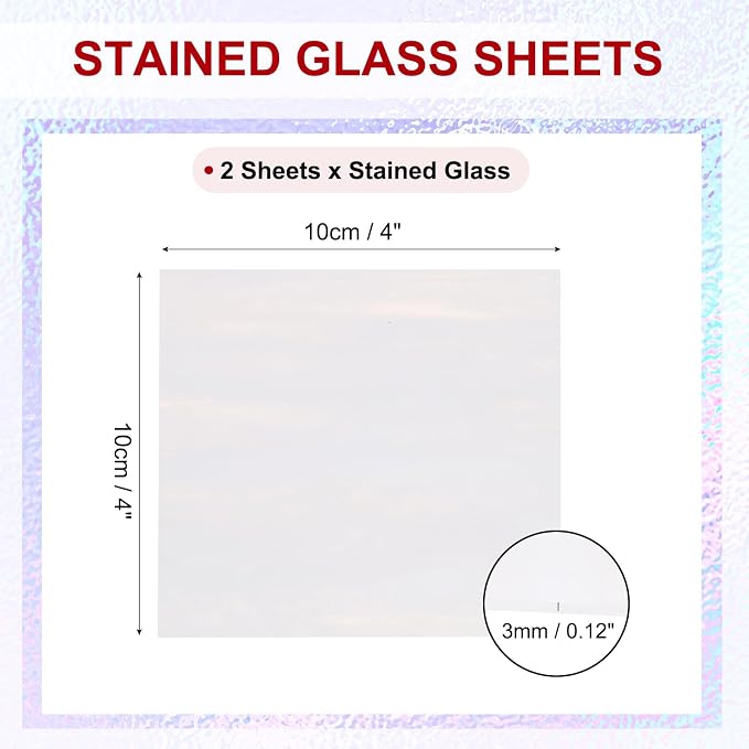 PATIKIL 4 x 4 Inch Transparent Stained Glass Sheets, 2 Sheets Mosaic Glass - Image 2