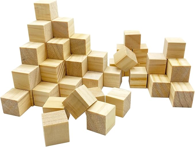 MUXGOA Wooden Cubes, 3/4inch Wood Square Blocks by MUXGOA