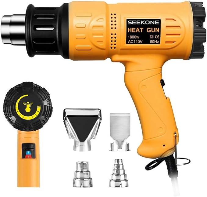 SEEKONE Heat Gun 1800W 122℉-1202℉（50℃- 650℃）Fast Heating Heavy Duty Hot Air Gun by SEEKONE