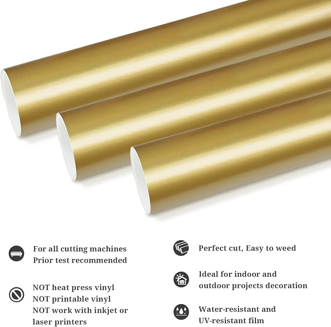TECKWRAP Gold Adhesive Vinyl Glossy Gold Vinyl Wrap Matte Gold Vinyl Permanent - Image 2