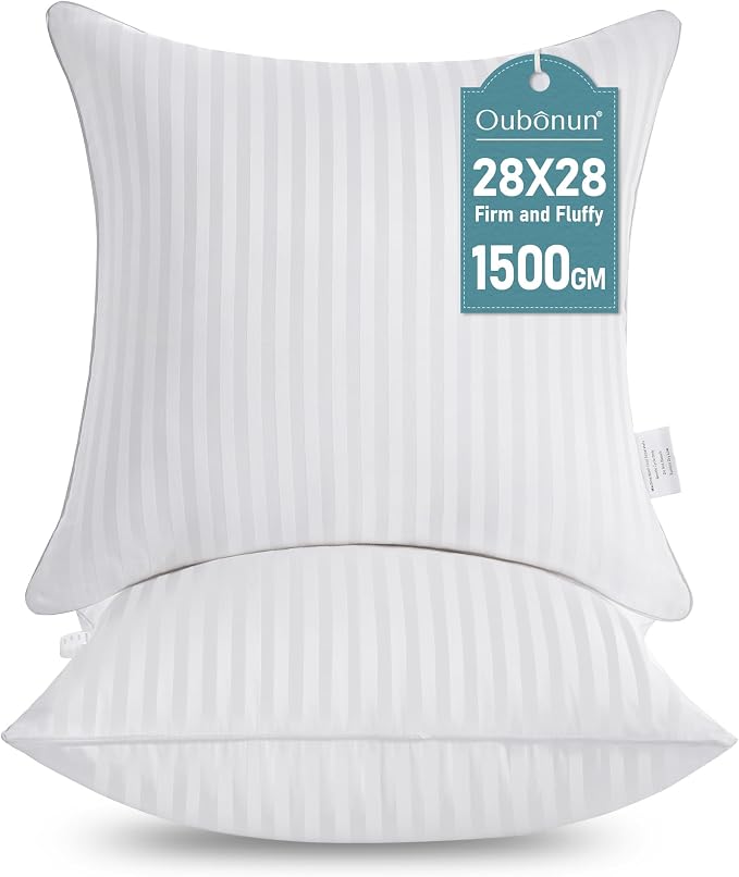 Oubonun 28 x 28 Throw Pillow Inserts, Firm and Fluffy Decorative Square Pillows by Oubonun