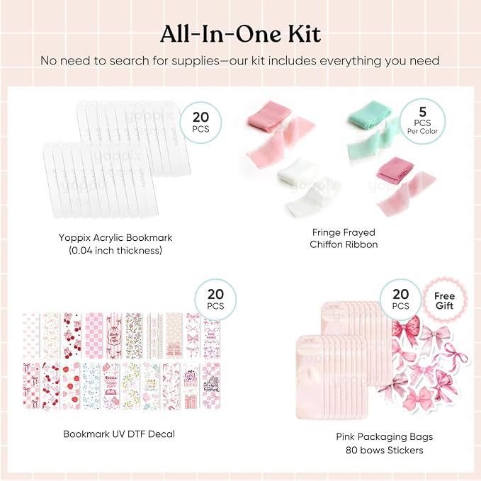 YOPPIX 6x2” Acrylic Bookmark Blanks- 20 Set Bookmark Making Kit - Image 3