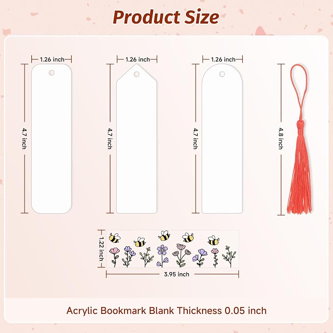 120Pcs Acrylic Bookmark Blanks Kits - Image 3