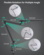 LED Desk Lamp with Clamp, 18W Architect Desk Lamp with Dual Light, Flexible 3 - Image 4