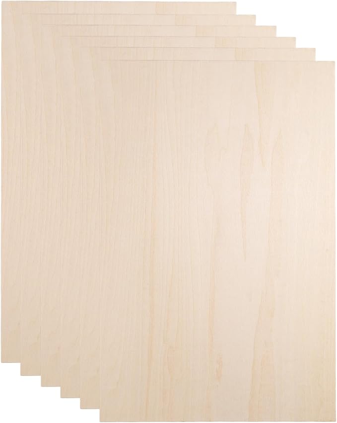 HARFINGTON 6pcs 2mm Basswood Plywood Sheets 12" x 8" x 3/32" Thin Unfinished by HARFINGTON