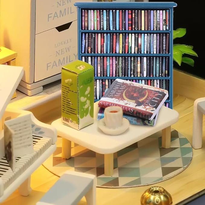 DIYDEC Mini Bookshelf with 180pcs Mini Books Miniature Blue Bookshelf Ornament - Image 5