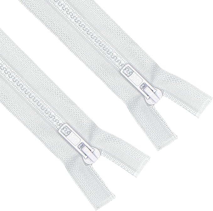 ANPURZII 2PCS #5 21 Inch White Separating Jacket Zippers by Unknown