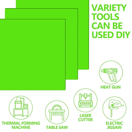 3 Pcs Green 12 x 12 x 1/8 Inch Acrylic Sheets | Laser Cutting Plastic - Image 6