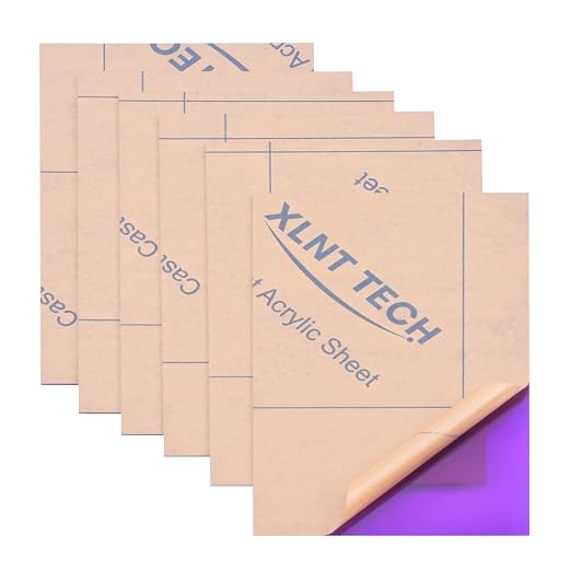 6 PCS Purple Transparent Cast Acrylic Sheets 8" x 12" x 0.118", Plexiglass by MaterialsParts