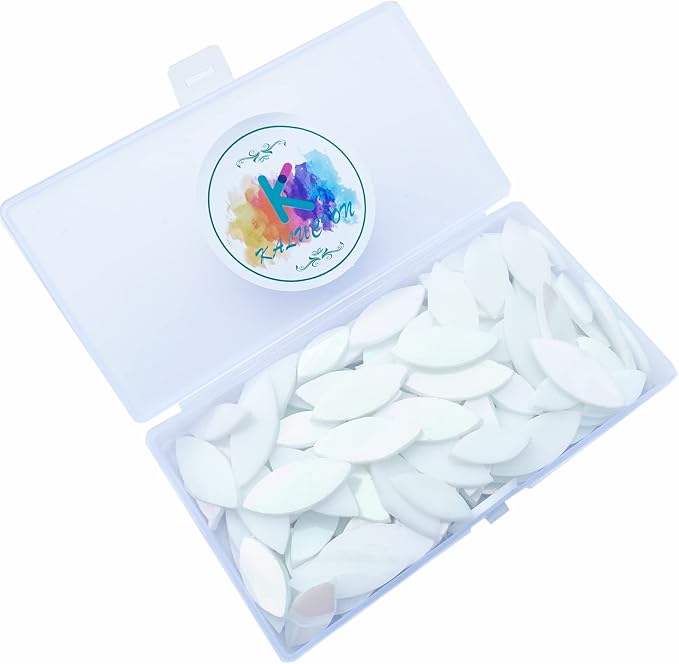 120 Pcs Iridescent White Floral Mosaic Tiles, Hand Cut Stained Glass Petals - Image 4