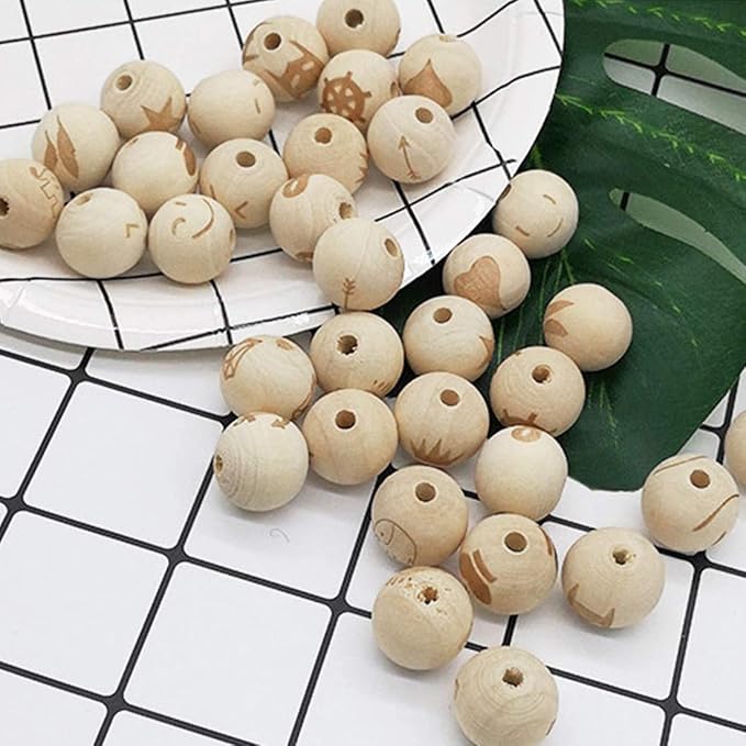 300pcs 20mm Wood Beads Natural Unfinished Round Wooden Loose Beads Wood Spacer - Image 5