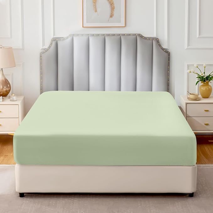 FreshCulture Pure Cotton Fitted Sheets Queen Size, 300 Thread Count Percale - Image 2