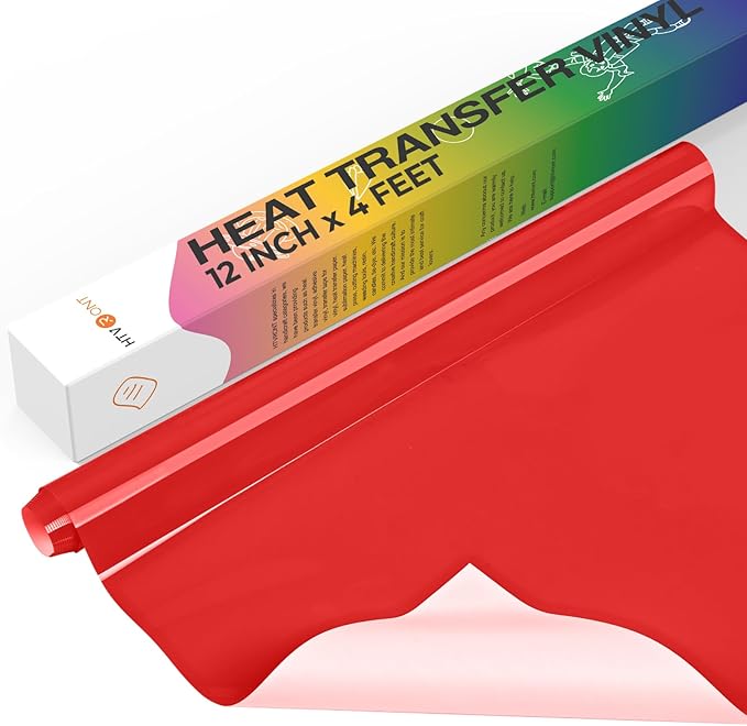 HTVRONT Heat Transfer Vinyl Roll -12" x 4FT Red HTV Vinyl by HTVRONT