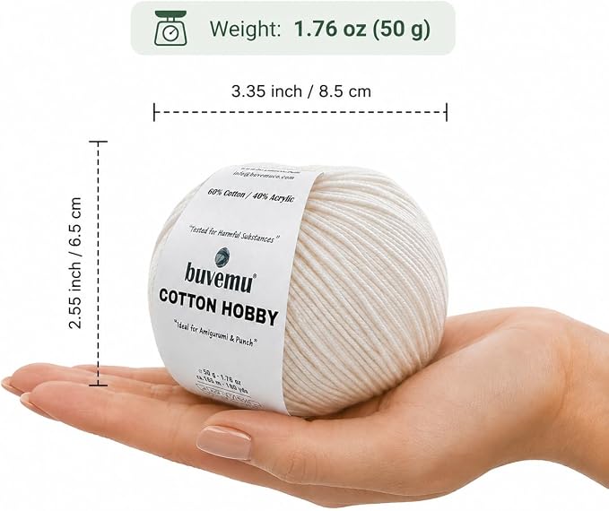 Cotton Hobby Yarn for Amigurumi Crochet & Knitting | 1.76 oz / 180 yds - Image 4
