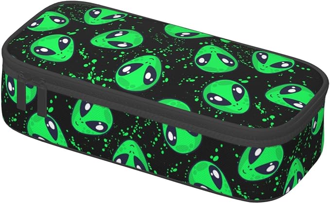 Funny Green Alien Pencil Case Organizer Big Capacity Pencil Pouch Stationery - Image 2