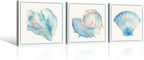 Seashell Wall Decor Ocean Beach Nautical Canvas Wall Art Blue Seashell Painting - Image 2