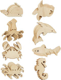 48 Pack Unfinished Wooden Ocean Sea Animal Life Cutouts, Seahorse Shapes Model by Newbested