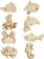 48 Pack Unfinished Wooden Ocean Sea Animal Life Cutouts, Seahorse Shapes Model by Newbested