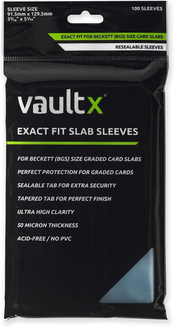 Vault X Exact Fit Slab Sleeves for BGS Beckett Graded Cards | Fits BGS & by VaultX