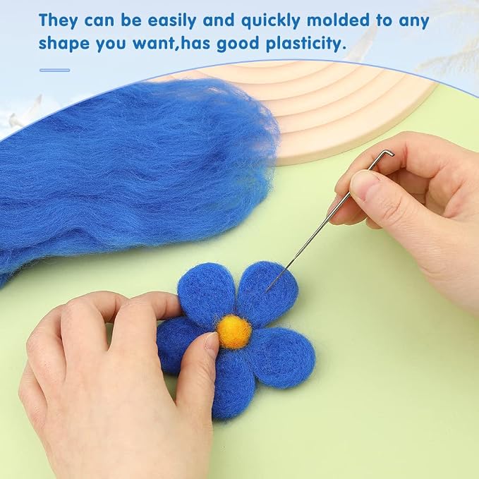 Wonvoc Needle Felting Wool 80 g, 8 Colors Nature Wool Roving - Image 5