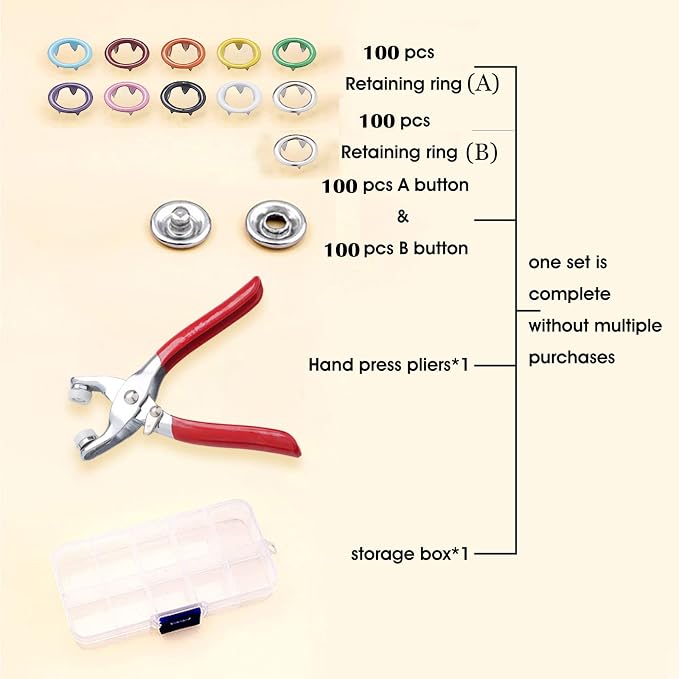 GTAAOY 100 Sets Metal Snaps Buttons - Image 3