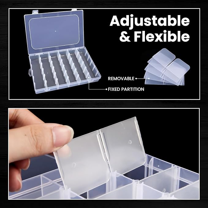 Budreu 4pack 36 Grids Plastic Clear Organizer Box Bead Storage Containers - Image 3