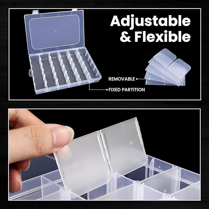 Budreu 4pack 36 Grids Plastic Clear Organizer Box Bead Storage Containers - Image 3
