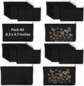 40 PCs 8.3x4.7 Black canvas Zipper Pouch, Makeup Bags Bulk Pencil Pouch by CRULEEN