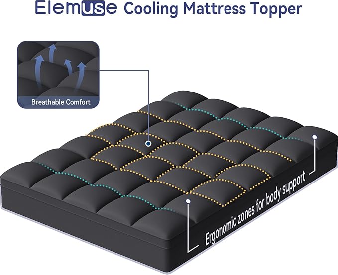 ELEMUSE Full XL Black Mattress Topper - Image 2