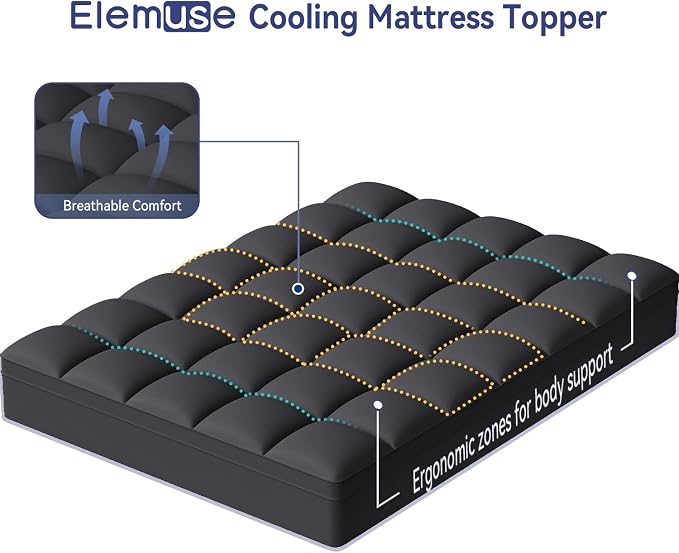 ELEMUSE King Black Mattress Topper - Image 2