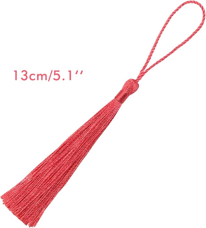 VAPKER 100 Pieces Light Coral Color 13cm/5-Inch Silky Handmade Soft Tassels - Image 2