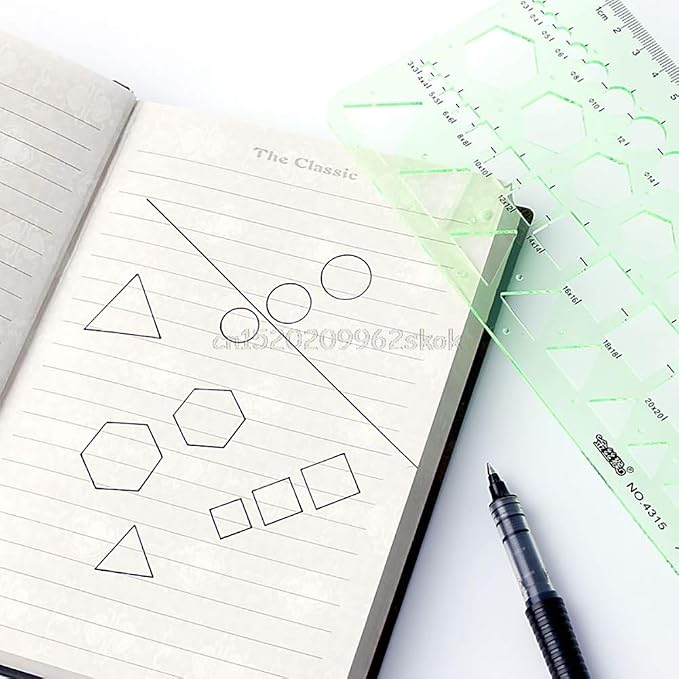 11 Pieces Geometric Drawings Templates Stencils Plastic Measuring Template - Image 7
