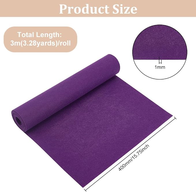 BENECREAT 10FT 15.74 Inch Wide Dark Orchid Felt Roll, 1mm Thick Fabric Sheets - Image 2