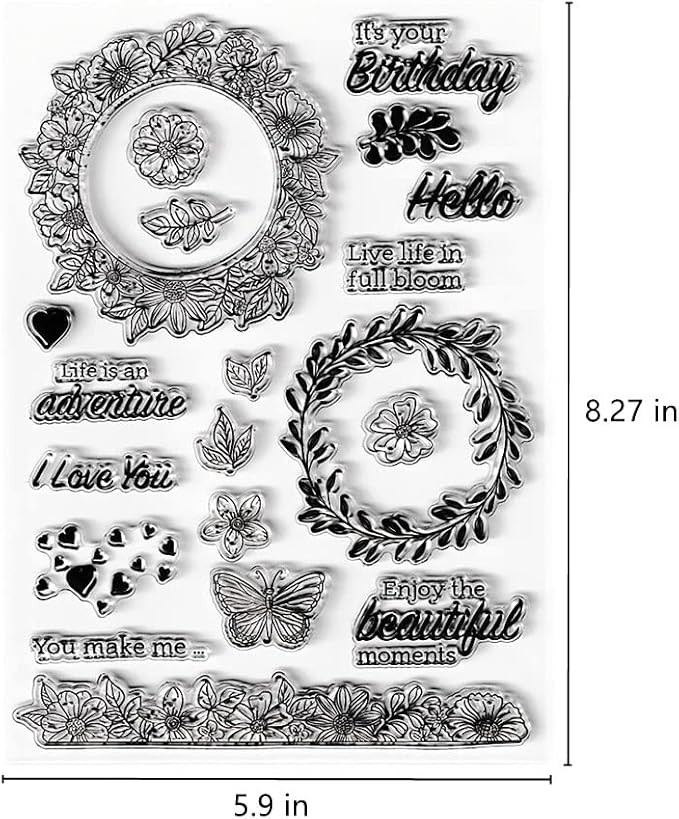 Flower Wreath Lace Clear Stamps Silicone Stamp Cards - Image 2