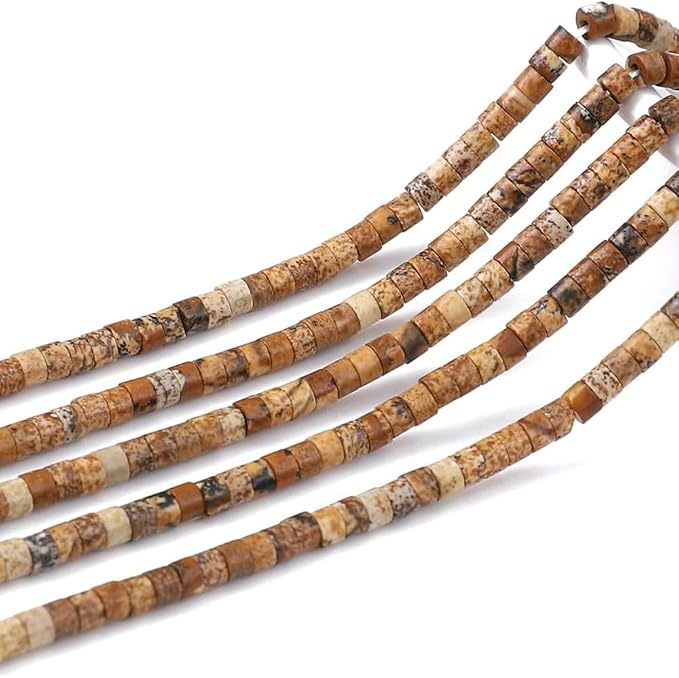 152pcs 4x2mm Natural Picture Jasper Heishi Disc Rondelle Spacer Stone Semi by LIFAVOVY