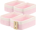 Small Storage Baskets for Organizing | Closet Organizer Bins | Shelf Toy Basket | Woven Rope Baskets | Cube Decorative Box | Shallow Basket | 11.5x7.5x4.7” | 4 Packs White Pink